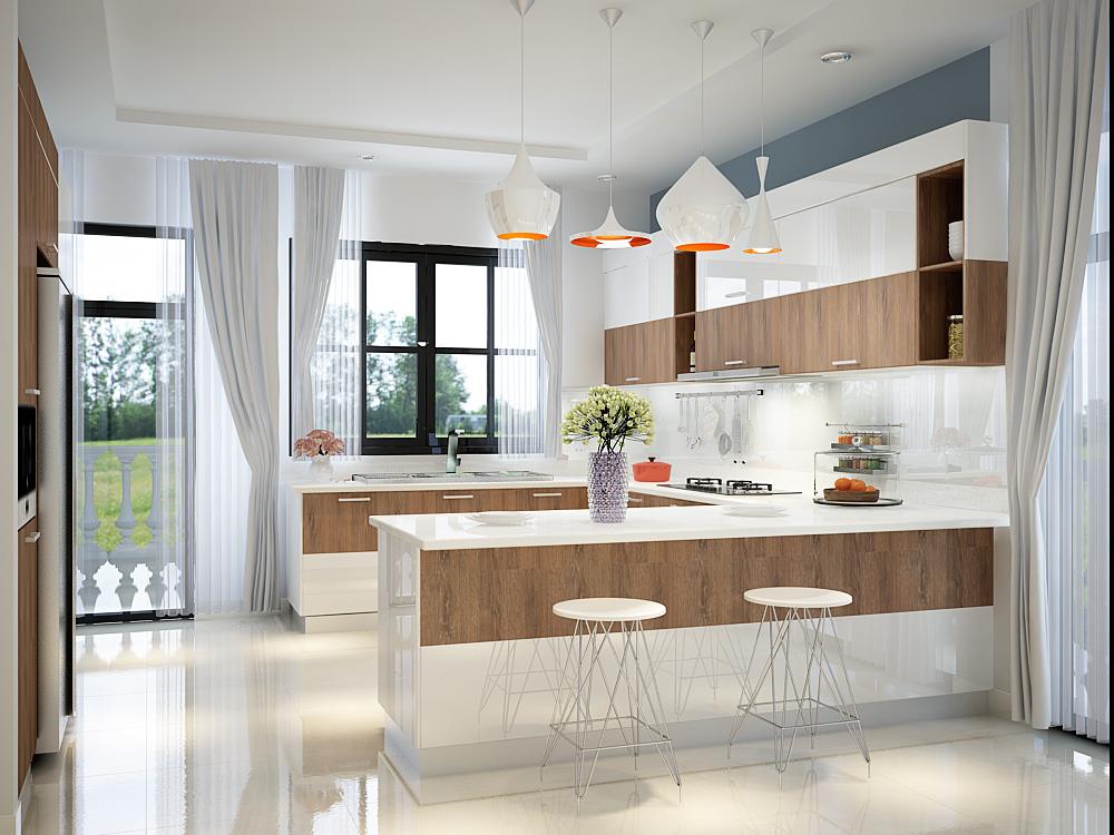 Tủ bếp MDF An Cường phủ melamine